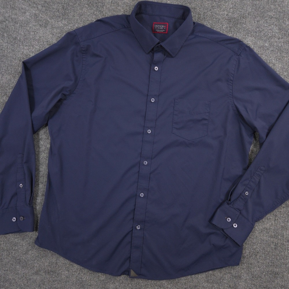 UNTUCKit Gironde Shirt Shirt Mens XL Navy Performance Long Sleeve Preppy Casual